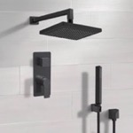 Remer SFH89 Matte Black Shower System With 8 Inch Rain Shower Head and Hand Shower